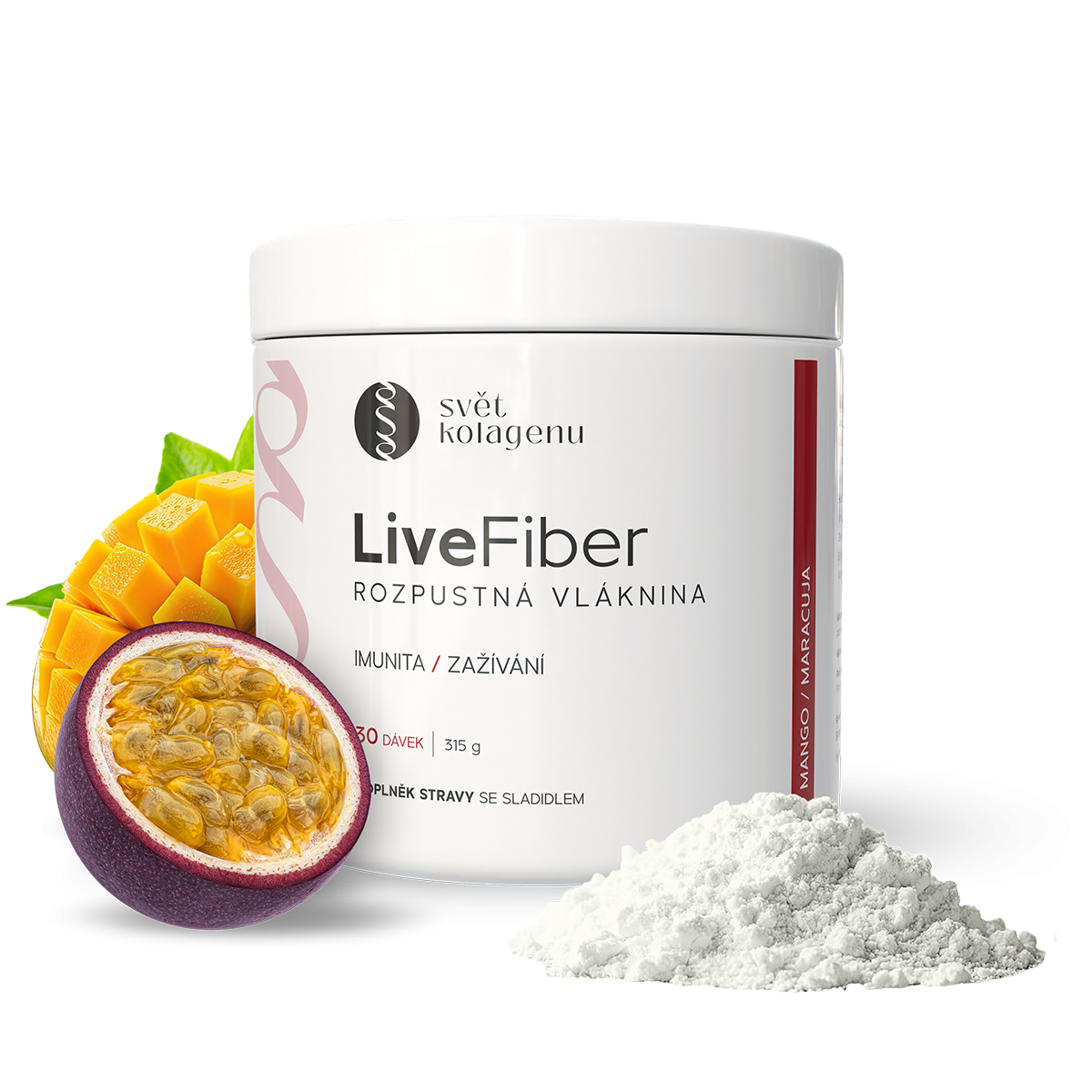 Rozpustná vláknina LiveFiber - Mango / Maracuja